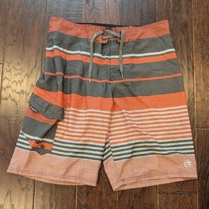 OCEAN CURRENT Men's Orange and Gray Board Swim Shorts Size 32